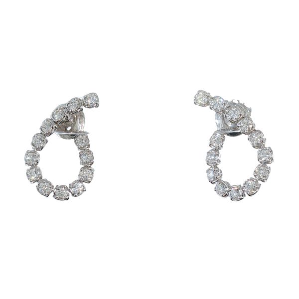 18K WG DIAMOND SWIRL EARRINGS  26= 1.43 CTTW Lennon's W.B. Wilcox Jewelers New Hartford, NY