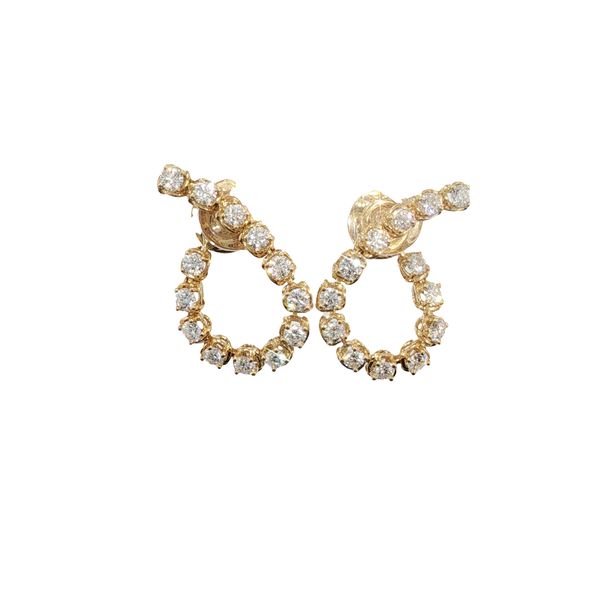 18K YG DIAMOND SWIRL EARRINGS  26= 1.43 CTTW Lennon's W.B. Wilcox Jewelers New Hartford, NY