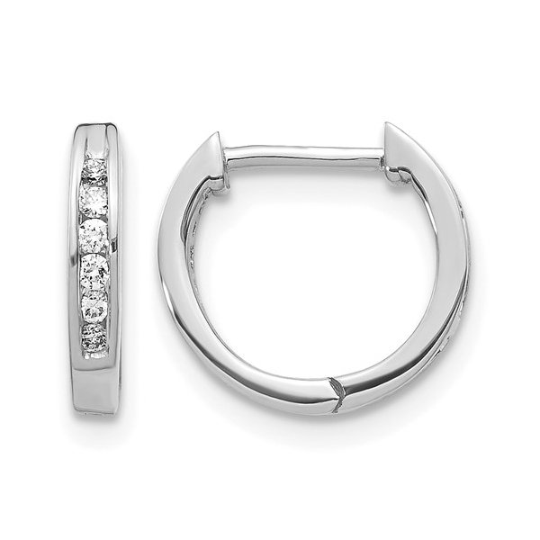 10K WG DIAMOND HUGGIE HOOP .12 CTTW Lennon's W.B. Wilcox Jewelers New Hartford, NY