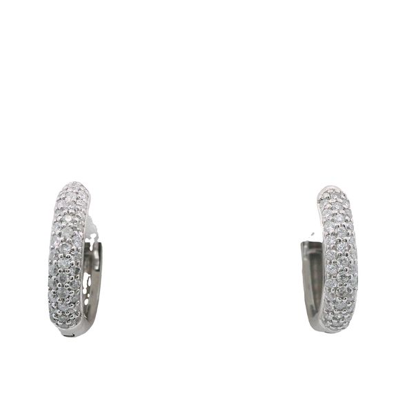 14K WG HINGED HUGGIE HOOP WITH PAVE DIAMONDS .26 CTTW Lennon's W.B. Wilcox Jewelers New Hartford, NY
