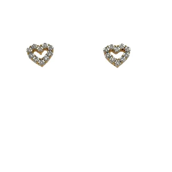 18KT Two Tone Diamond Heart Stud Earrings  Lennon's W.B. Wilcox Jewelers New Hartford, NY