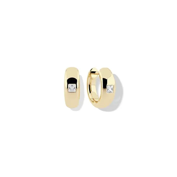 SILENT OPUS 14K YG UNO HUGGIE EARRING WITH DIAMOND .10TW Lennon's W.B. Wilcox Jewelers New Hartford, NY