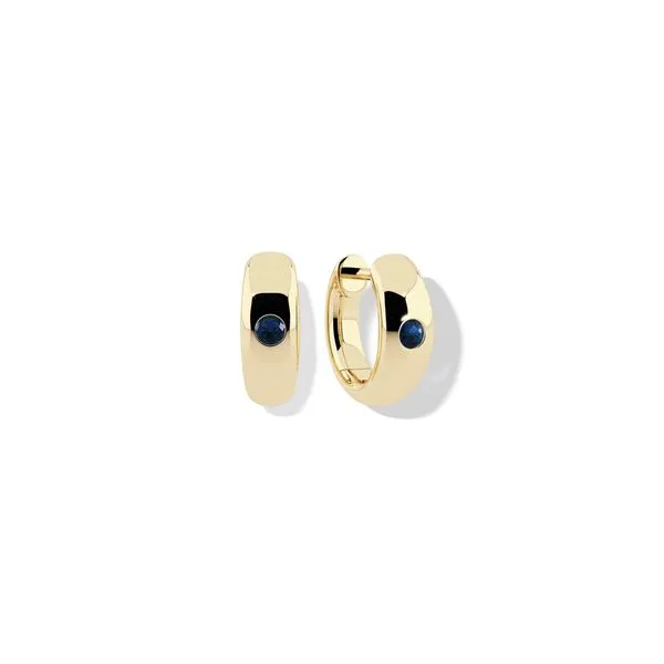 SILENT OPUS 14KYG UNO HUGGIE EARRING WITH SAPPHIRE .07CT Lennon's W.B. Wilcox Jewelers New Hartford, NY
