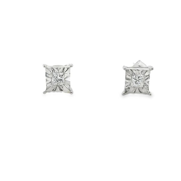 14K WG SQ. POSTS WITH PRINCESS CUT DIAMONDS  .25CTTW Lennon's W.B. Wilcox Jewelers New Hartford, NY