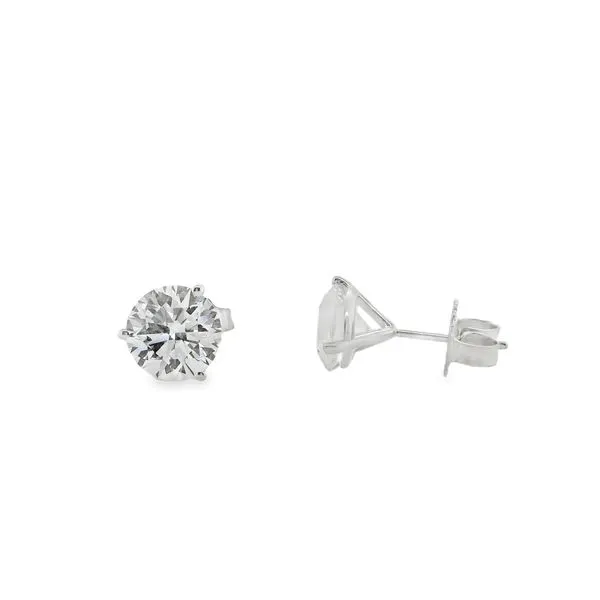 14K WG LAB GROWN DIAMOND EARRING STUDS IN MARTINI SETTING E, VVS2, 3.09TW Lennon's W.B. Wilcox Jewelers New Hartford, NY