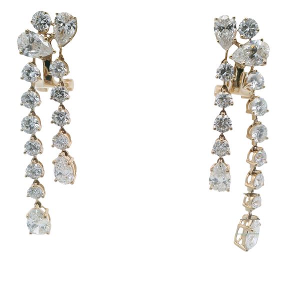 14K YG 9.5 CTTW LAB GROWN DIAMOND DANGLE EARRINGS ON OMEGA BACKS Lennon's W.B. Wilcox Jewelers New Hartford, NY