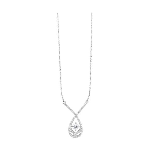 14Kt White Gold Fashion Necklace with Stationary Criss Cross Design Containing Diamonds .25CTTW Lennon's W.B. Wilcox Jewelers New Hartford, NY