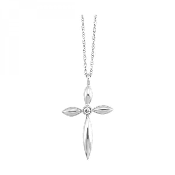 10Kt White Gold Cross with Round .02CT Center Stone Lennon's W.B. Wilcox Jewelers New Hartford, NY
