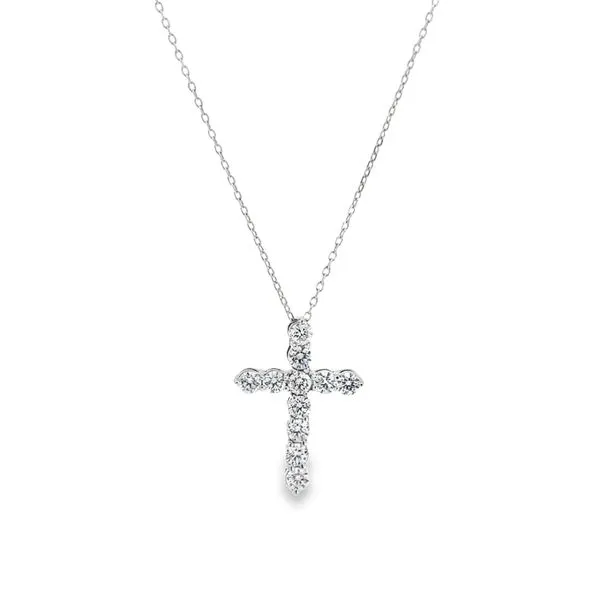 14KT WG CROSS PENDANT CONTAINING 11 ROUND DIAMONDS 1.00CTTW Lennon's W.B. Wilcox Jewelers New Hartford, NY