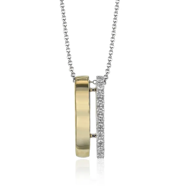 18KT Two Tone Pendant with One Row .29CTTW Lennon's W.B. Wilcox Jewelers New Hartford, NY