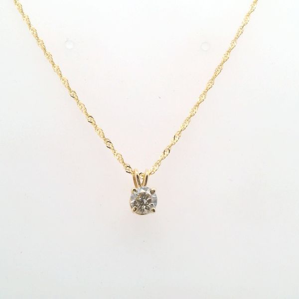 14 Karat YG Gold Pendant With One .35CT Round Diamond Lennon's W.B. Wilcox Jewelers New Hartford, NY