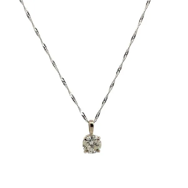 LADY'S WHITE 14 KARAT PENDANT WITH ONE 1.03CT ROUND DIAMOND Lennon's W.B. Wilcox Jewelers New Hartford, NY
