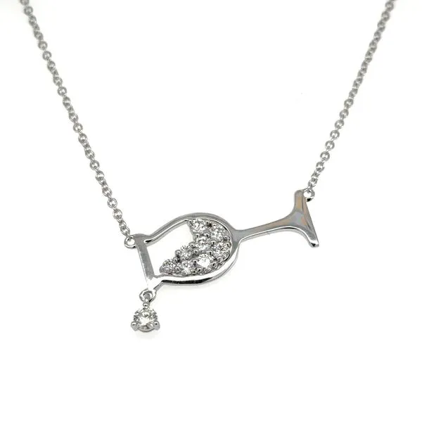 14Kt White Gold Wine Glass Pendant Containing Round Diamonds .45CTTW Lennon's W.B. Wilcox Jewelers New Hartford, NY