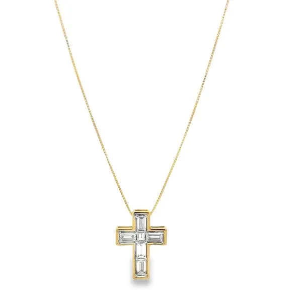 14Kt Yellow Gold Baguette Diamond Cross  Lennon's W.B. Wilcox Jewelers New Hartford, NY