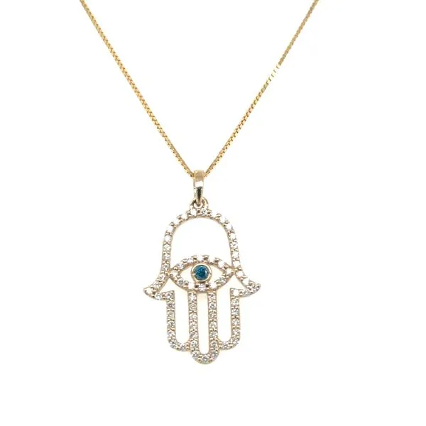 14Kt Yellow Gold  Evil Eye Pendant Containing One Round Blue Topaz Lennon's W.B. Wilcox Jewelers New Hartford, NY