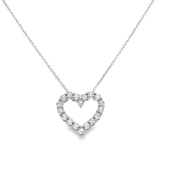 14KT WG OPEN HEART PENDANT CONTAINING ILLUSION SET ROUND DIAMONDS .09CTTW Lennon's W.B. Wilcox Jewelers New Hartford, NY