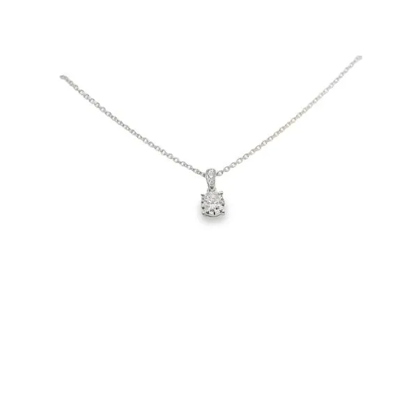 14K WG DIAMOND PENDANT ROUND ILLUSION SET WITH STONES ON BAIL 18'' Lennon's W.B. Wilcox Jewelers New Hartford, NY