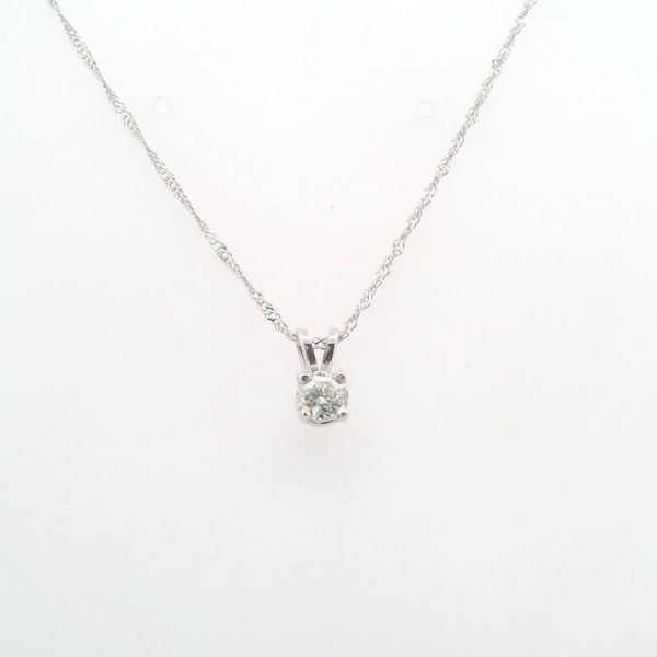 14 Karat White Gold Pendant With One .38CT Round Diamond Lennon's W.B. Wilcox Jewelers New Hartford, NY