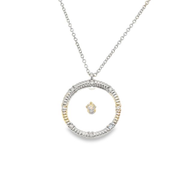 White 14 Karat Pendant CIRCLE WITH 9 0.10Tw Various Shapes Diamonds Lennon's W.B. Wilcox Jewelers New Hartford, NY