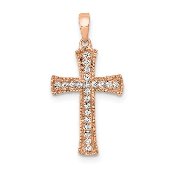 14 Karat Rose Gold Cross With 22 0.11Tw Round Diamonds Lennon's W.B. Wilcox Jewelers New Hartford, NY