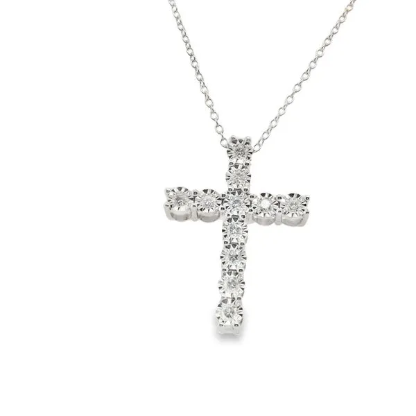 14KW CROSS DIAMOND PENDANT WITH 11 STONES = 0.27CTTW Lennon's W.B. Wilcox Jewelers New Hartford, NY
