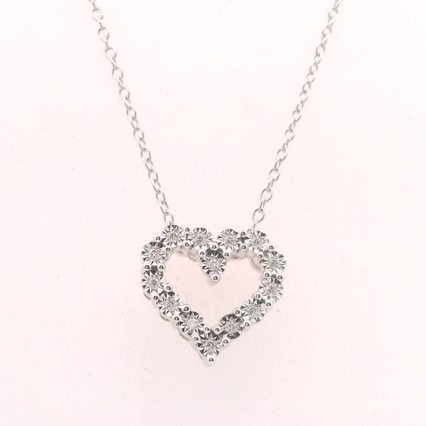 14K WG DIAMOND HEART PEND. ON 18" CHAIN  .04CTTW Lennon's W.B. Wilcox Jewelers New Hartford, NY