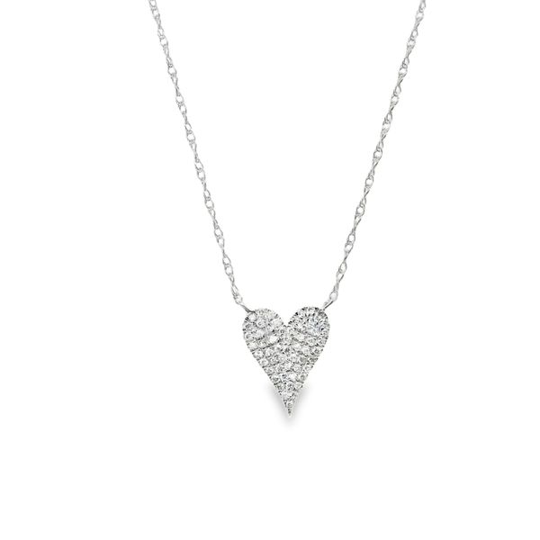 10K WHITE GOLD FASHION DIAMOND PAVE HEART ON 18" CHAIN  .10 CTTW Lennon's W.B. Wilcox Jewelers New Hartford, NY