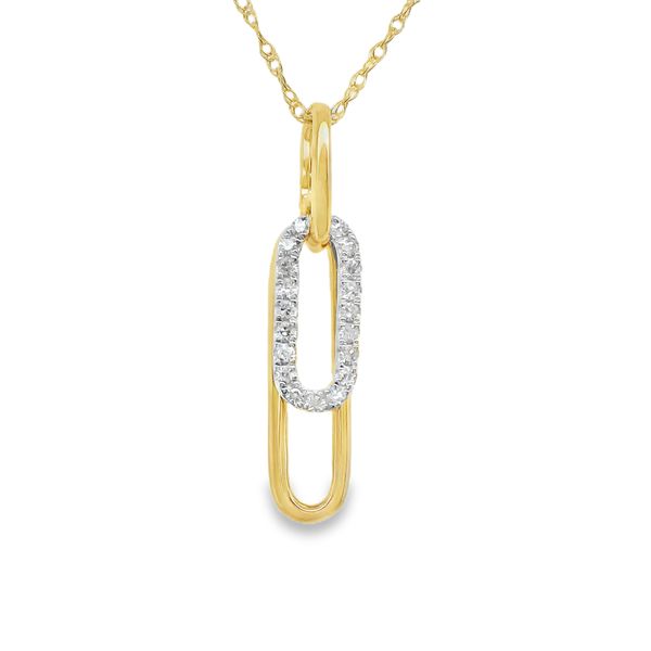 10K 2-TONE PAPER CLIP LINK WITH DIAMONDS  .10 CTTW  ON 18" CHAIN Lennon's W.B. Wilcox Jewelers New Hartford, NY