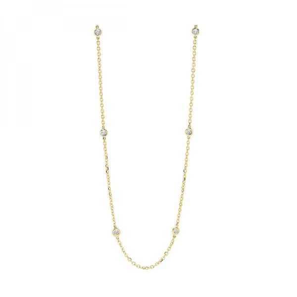 14Kt Yellow Gold Necklace Containing 10 Round Bezel Set Diamonds 1CTTW Lennon's W.B. Wilcox Jewelers New Hartford, NY