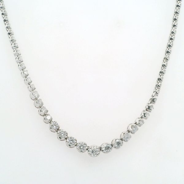 14KT WG NECKLACE CONTAINING ROUND GRADUATED DIAMONDS 5.52CTTW 15" Lennon's W.B. Wilcox Jewelers New Hartford, NY