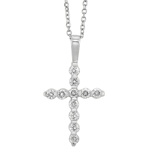 14KT White Gold Diamond Cross Necklace .33CTTW Lennon's W.B. Wilcox Jewelers New Hartford, NY