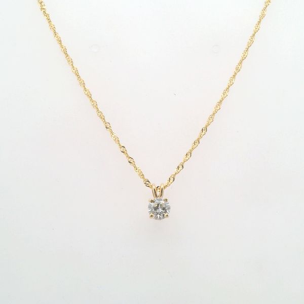 Yellow 14 Karat Necklace Length 18 With One 0.25Ct Round Diamond Lennon's W.B. Wilcox Jewelers New Hartford, NY