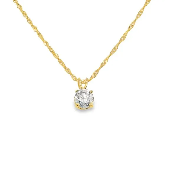 Yellow 14 Karat Necklace Length 18 With One 0.50Ct Round Diamond Lennon's W.B. Wilcox Jewelers New Hartford, NY