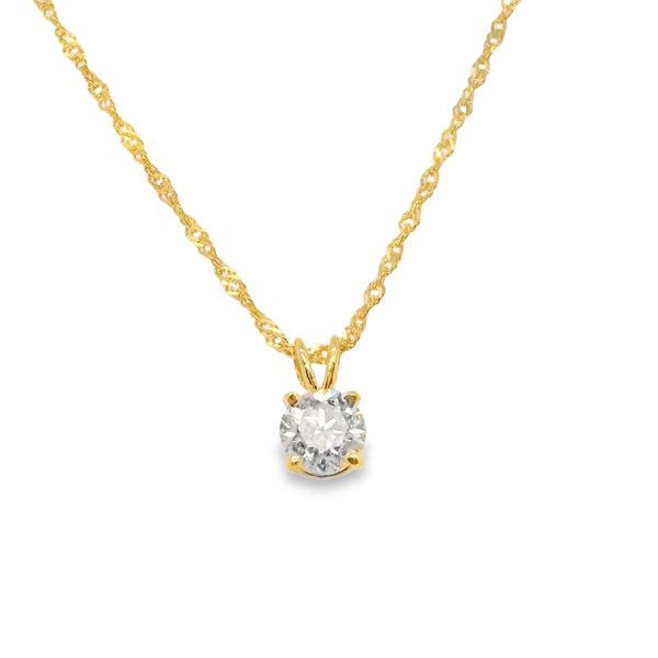 Yellow 14 Karat Necklace Length 18 With One 0.51Ct Round Diamond Lennon's W.B. Wilcox Jewelers New Hartford, NY