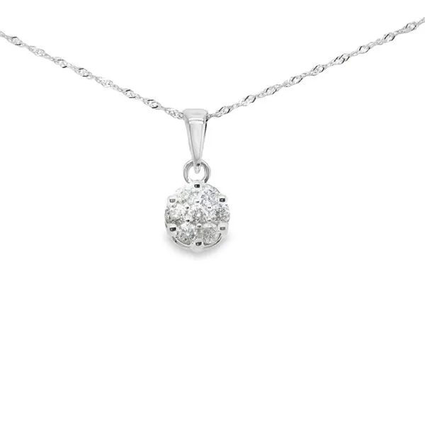 14K WG DIAMOND CLUSTER PENDANT Lennon's W.B. Wilcox Jewelers New Hartford, NY