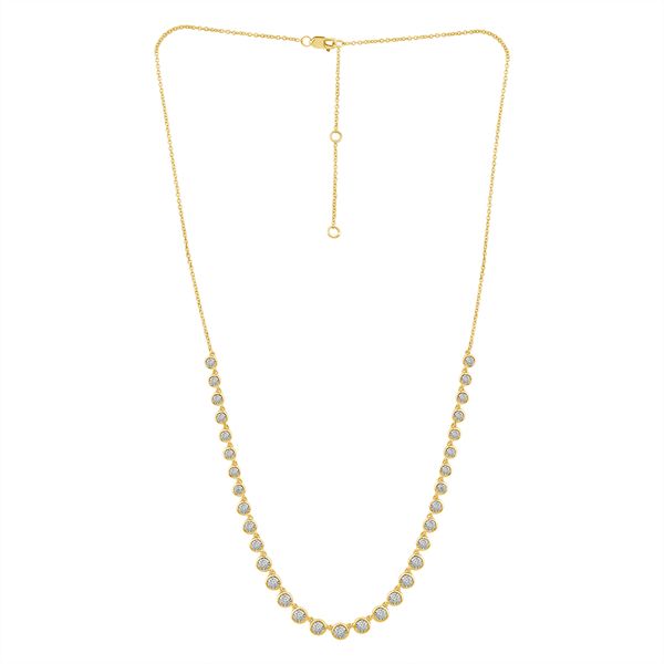 10K YG 18' GRADUATED DIAMOND NECKLACE  .625 CTTW DIAMONDS SET IN ILLUSION SETTINGS WITH ROUND BEZELS SURROUNDING EACH  ON ROLO LINK CHAIN Image 2 Lennon's W.B. Wilcox Jewelers New Hartford, NY