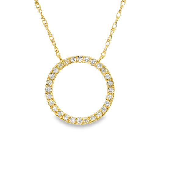 10K YG FASHION DIAMOND CIRCLE PEND  .10 CTTW  ON 18" CHAIN Lennon's W.B. Wilcox Jewelers New Hartford, NY