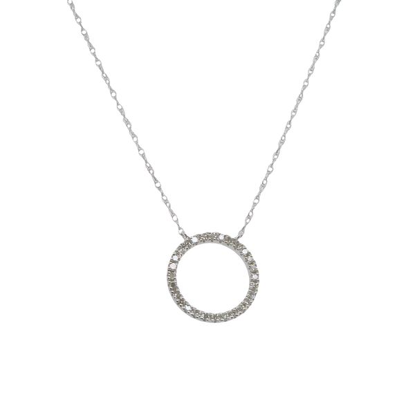 10K WG DIAMOND CIRCLE PENDANT .10 CTTW ON 18" FINE ROPE CHAIN Lennon's W.B. Wilcox Jewelers New Hartford, NY