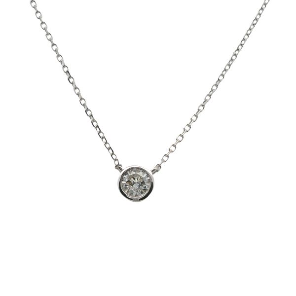 14K WG DIAMOND BEZEL NECKLACE  .20 CT. HI/I1  ON 18" CABLE CHAIN WITH LOOPS AT 16" AND 17" Lennon's W.B. Wilcox Jewelers New Hartford, NY