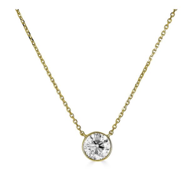 14K YG DIAMOND BEZEL .38 CT HI/I1 ON 18" CABLE LINK CHAIN WITH LOOPS AT 16" AND 17" Lennon's W.B. Wilcox Jewelers New Hartford, NY