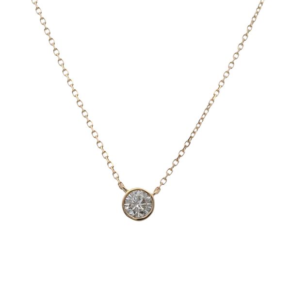 14K YG DIAMOND BEZEL NECKLACE .25 CT  HI/I1  ON 18" CABLE LINK CHAIN ADJUSTABLE TO 16" AND 17" Lennon's W.B. Wilcox Jewelers New Hartford, NY