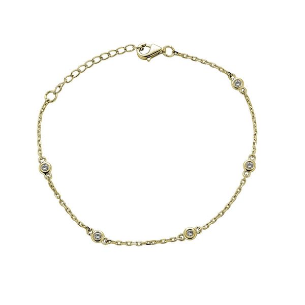 14K YELLOW GOLD DIAMOND CHAIN BRAC   5= .25 CTTW    6"+1" Lennon's W.B. Wilcox Jewelers New Hartford, NY