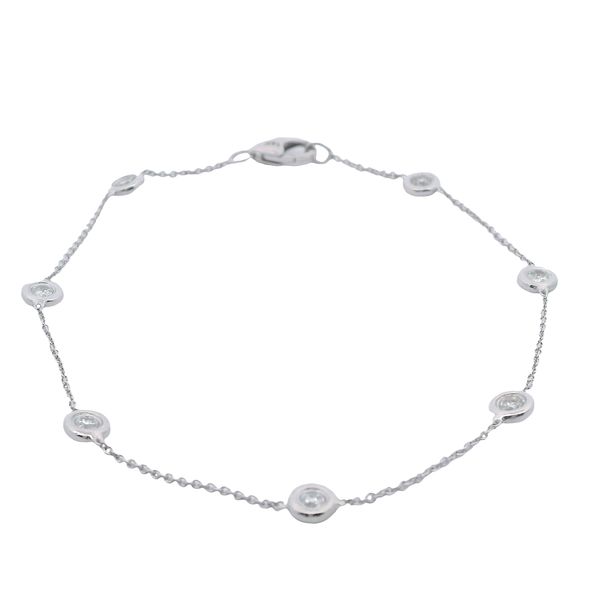 14K WG 7" BEZEL SET DIAMONDS ON CHAIN   7 DIA. = .30 CTTW Lennon's W.B. Wilcox Jewelers New Hartford, NY