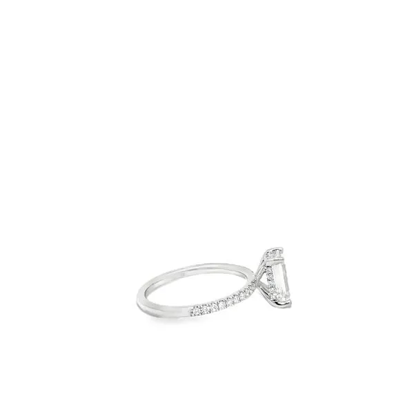 14Kt White Gold Engagement Ring One Lab Emerald Cut Diamond and Round Lab Diamonds on Shank and Hidden Halo Image 2 Lennon's W.B. Wilcox Jewelers New Hartford, NY