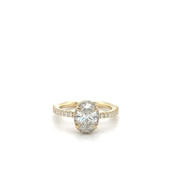 14Kt Yellow Gold Oval Lab Grown Engagement Ring 1.30CTTW with Round Diamonds on Band .45CTTW Lennon's W.B. Wilcox Jewelers New Hartford, NY
