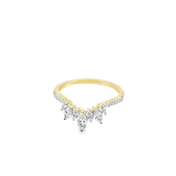 14KT YG CURVED BAND ALTERNATING MARQ AND ROUND LAB GROWN DIAMONDS .5CTTW Lennon's W.B. Wilcox Jewelers New Hartford, NY