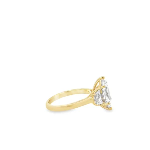 14K YELLOW GOLD LAB GROWN DIAMOND CENTER MARQ 2.04CT WITH TRAPEZOID DIA ON EACH SIDE  Image 2 Lennon's W.B. Wilcox Jewelers New Hartford, NY