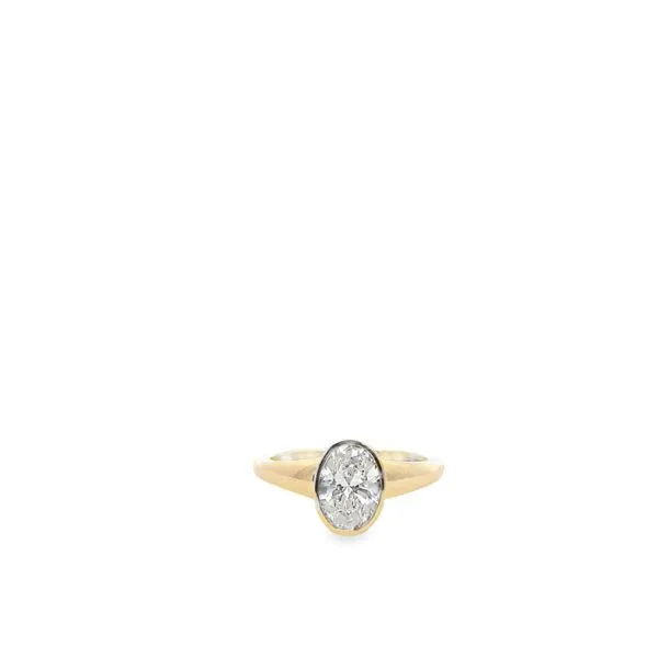 14K YG LAB GROWN OVAL DIAMOND 1.57 CT BEZEL SET IN HIDDEN HALO  Lennon's W.B. Wilcox Jewelers New Hartford, NY