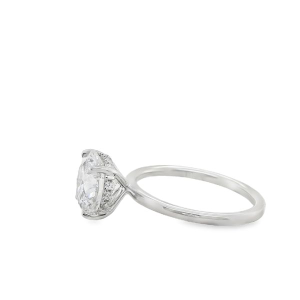 14K WG LAB GROWN DIA RING WITH 3.01 CT F/ VS1  SM. ROUND L.G. DIAS. IN HIDDEN HALO = .11 Image 2 Lennon's W.B. Wilcox Jewelers New Hartford, NY