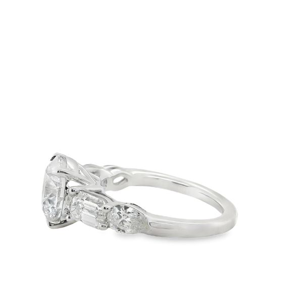 14K WG LAB GROWN DIA RING WITH ROUND 3.04 CT  F/VS1, 2- EM CUT = 1.07 CTTW, 2-PEAR SHAPED = .50 CCTW Image 2 Lennon's W.B. Wilcox Jewelers New Hartford, NY
